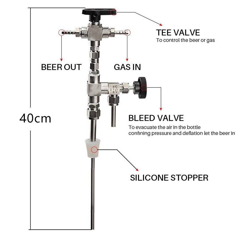 Stainless Steel Bottle Filler Counter Pressure Beer Bottling Device, Newest Bottling Equipment Beer Home Brew Filler CO2 Kit