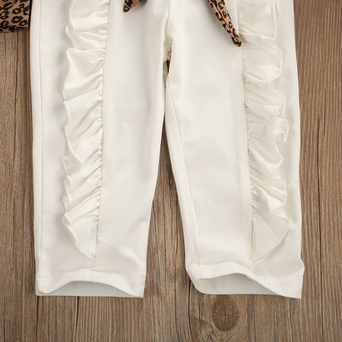 Baby lente herfst kleding kind baby meisjes kleding ruches luipaard lange mouwen shirt tops leggings broeken outfit set trainingspak