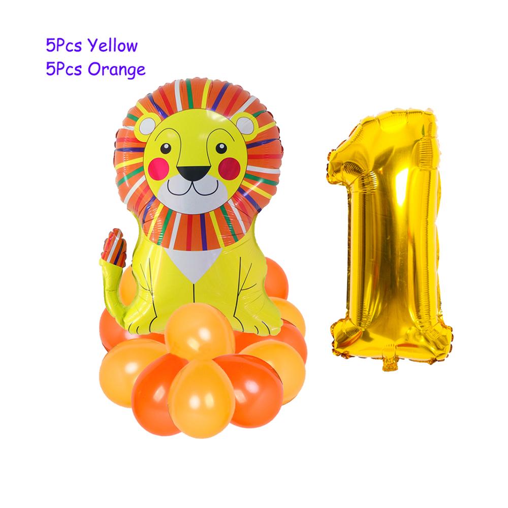 Happy Birthday Banner Animal Balloons Zoo Theme Lion Flamingo Elephant Foil Ballons Baby Shower Party Decoration Supplies: Lion 1