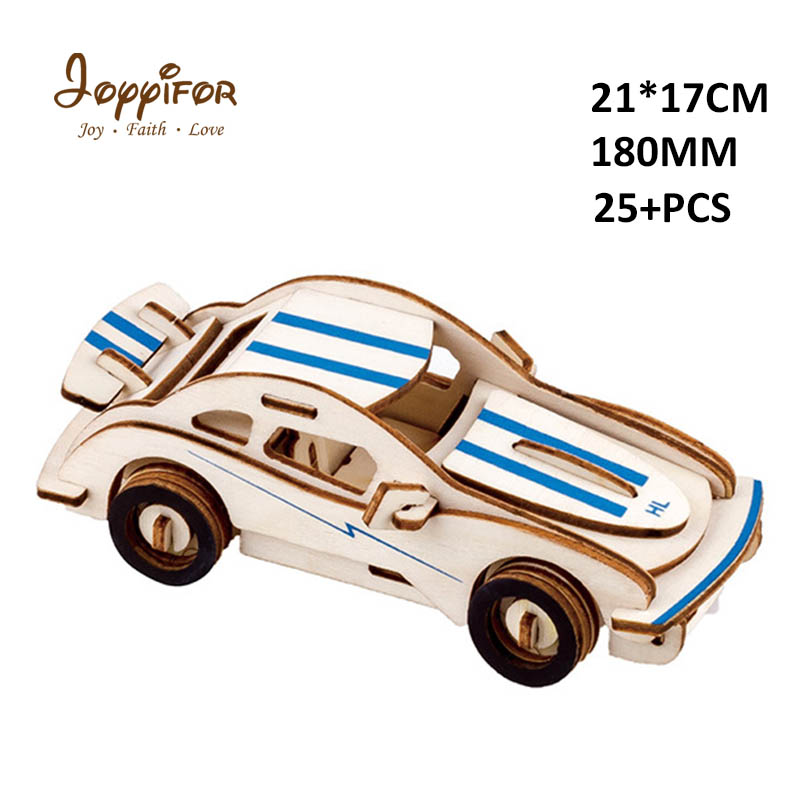 3D personality Wooden three-dimensiona Sports car, racing carDIY simulation model children's educational toys