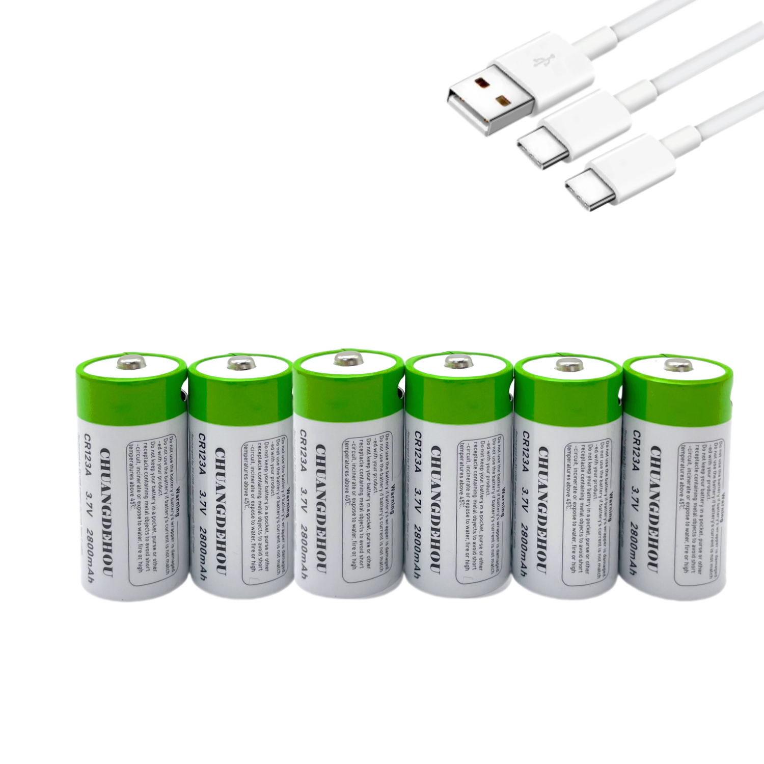 Wiederaufladbarer Akku Cr123A, 3,7 V Lithium-Ionen Cr123A/16340, geeignet für LED-Taschenlampen, Reise-Wandbatterie, Typ-C-USB-Kabel, schnelles Aufladen: Himmel Blau