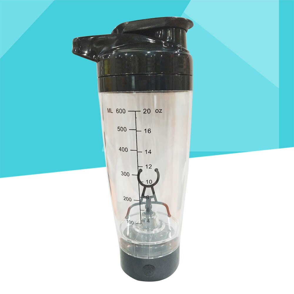 Protein Shaker Bottle Mixer Blender Battery Operated Portable Stirring Blender Cup 600ml (Black)