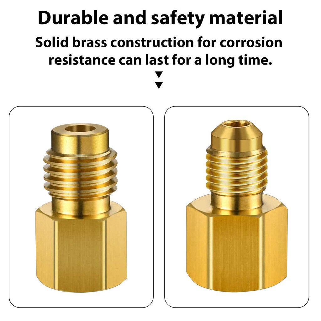 2pcs R134a Brass Refrigerant Tank Adapter To R12 Fitting Adapter 1/2 Female Ac.me 1/4 Male Flare X 1/2 Female Acme#P35