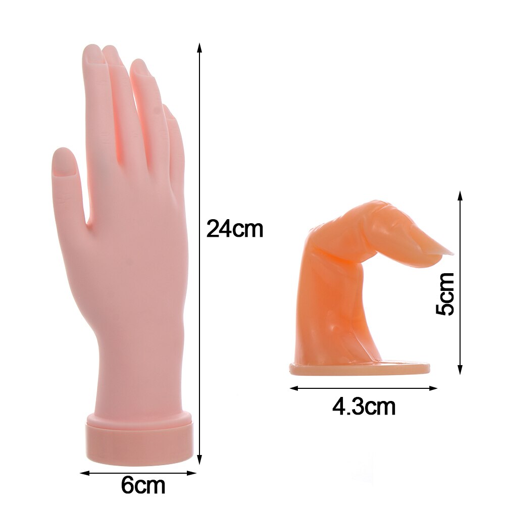 Professionele Acryl Gel False Hand Nail Art Training Plastic Nep Vinger Manicure Model Flexibele Diy Zachte Display Nail Tool