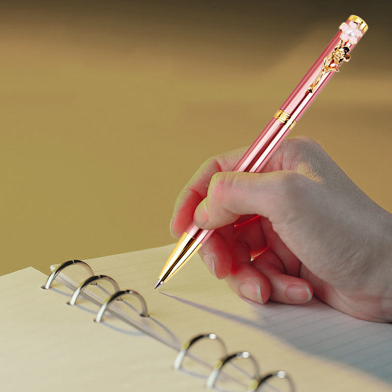 1 Piece Pearl Flower Metal Ballpoint Pen Stationery
