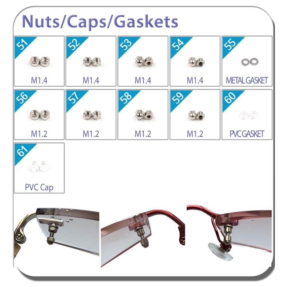 Kit d'outils de réparation de lunettes de soleil assortis, jeu de vis, écrou à vis, kit de réparation de lunettes
