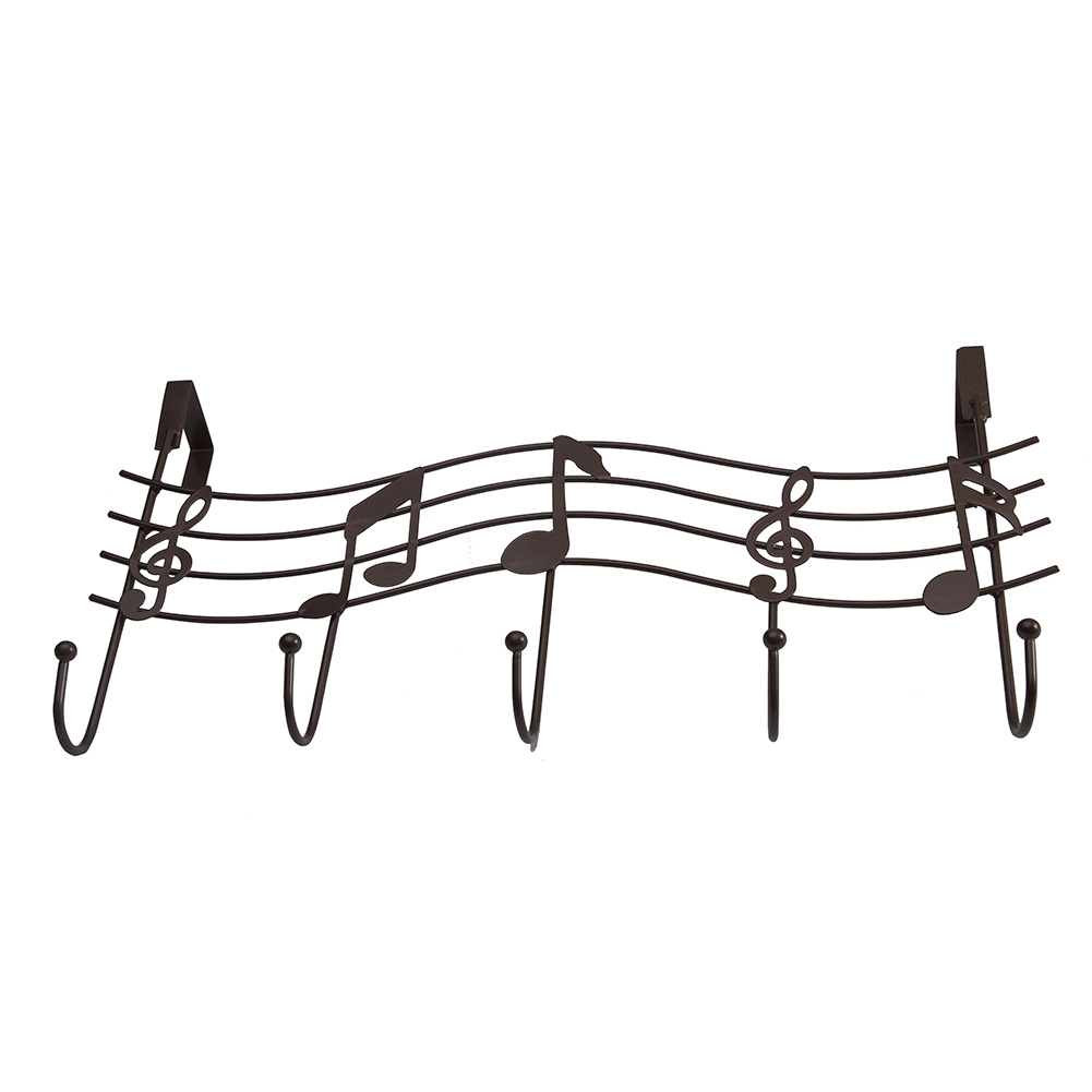 Musik note stil 5 kroge dørbøjle nailless jern håndværk frakke håndklædeholder nyttigt