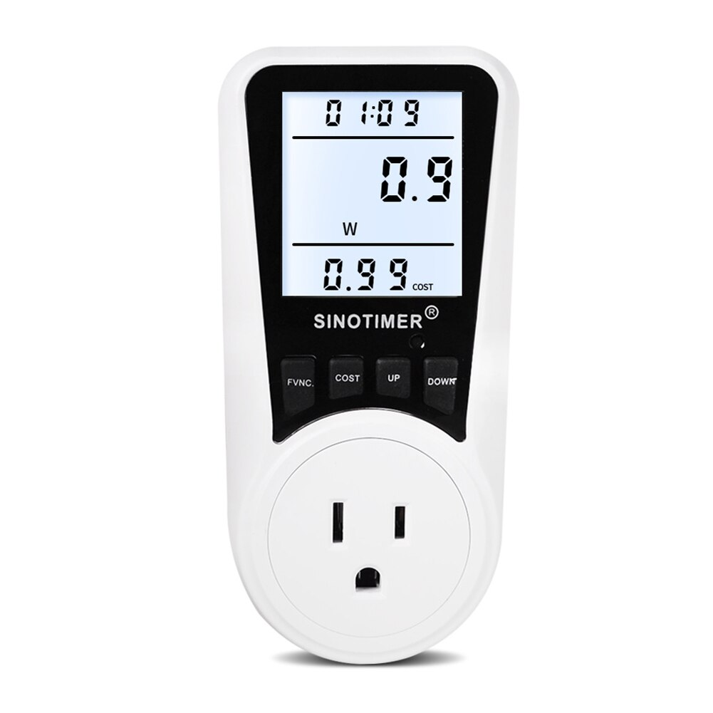Wattmeter Power Meter Digital Current Meter Voltmeter AC Time Watt Power Plug-in Socket Electricity Usage Monitors Energy Tester: US 120V 15A