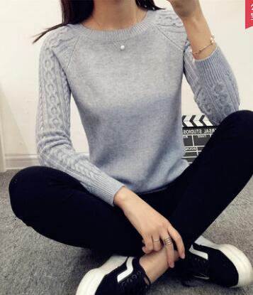 Women Sweaters And Pullovers Autumn Winter Long Sleeve Knitted Sweater Female Black/Pink Jumper Casual Solid Pull Femme: Gray