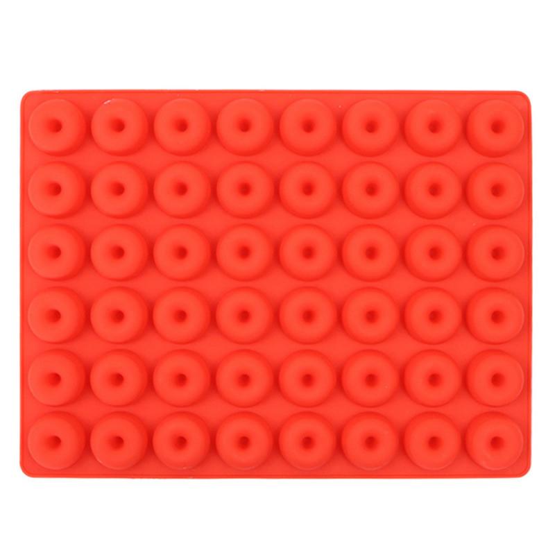 48 Cavity Mini Donut Silicone Mold Donut Bakeware Dessert Silicone Mold Chocolate Biscuit Cake Molds Donut Baking Pan Ice Molds: red