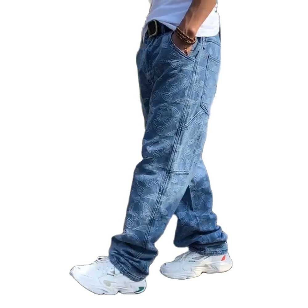 Moda hiphop harém calças de brim dos homens casuais calças de brim em linha reta solta calças largas plus size calças de carga streetwear roupas masculinas