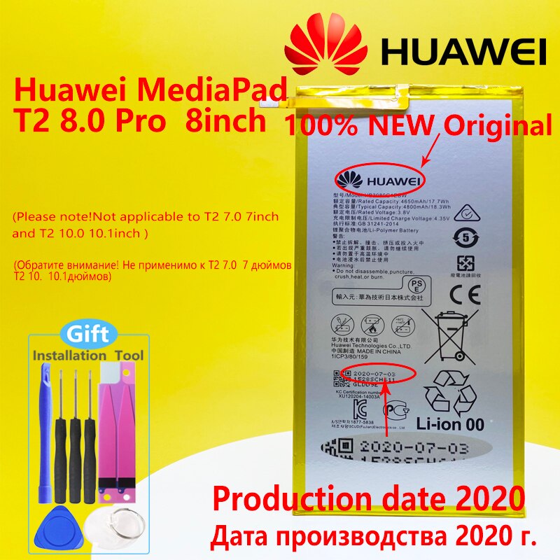 HUAWEI – batterie pour tablette, compatible avec Mediapad T3 10 8 / M1 8 / M2 8 / M3 Lite 8 / T1 8 10 / T2 8 Pro Honor Pad 1