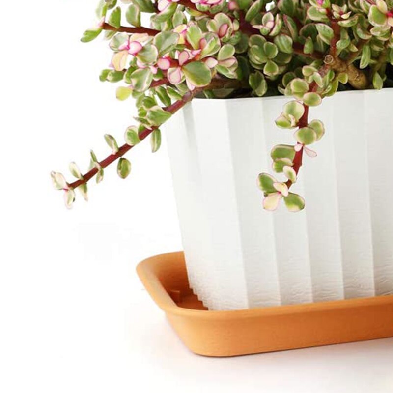 Plastic Plant Potten En Schoteltjes 16 Inch, Elke Set Van 4, bloempot Lade Resin Plant Lekbak Base Tray