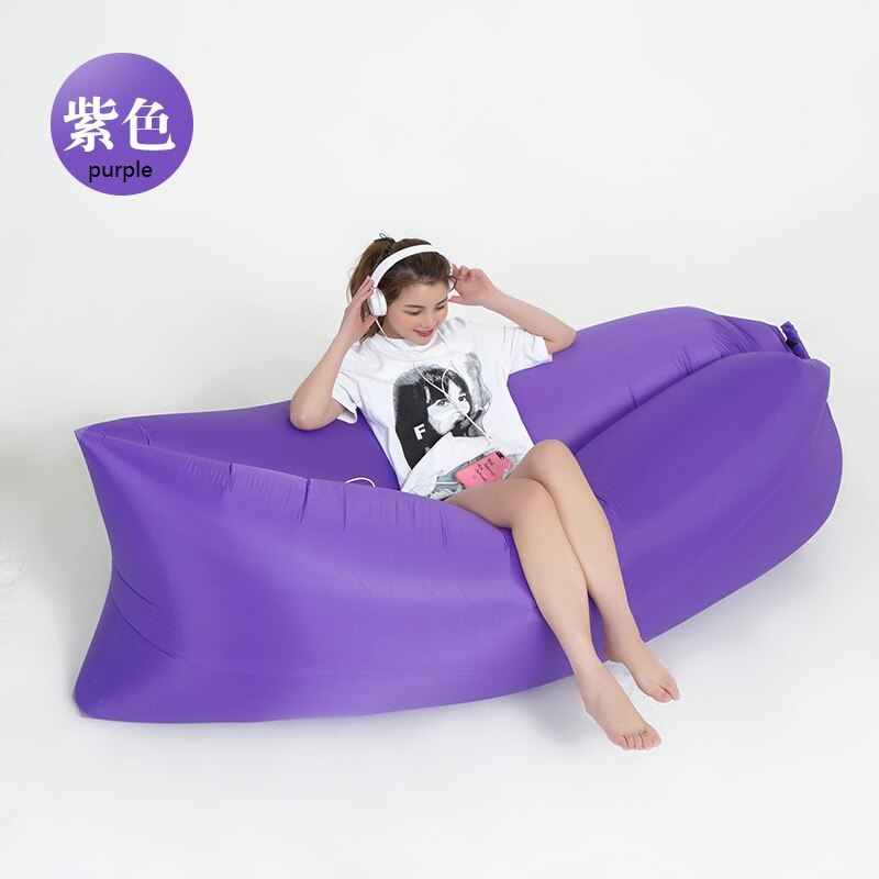 Inflatable Lazy Couch Outdoor Folding Air Sofa Bed Portable Beach Lounge Outside Garden Furniture Camping Sleeping Bags: Purple