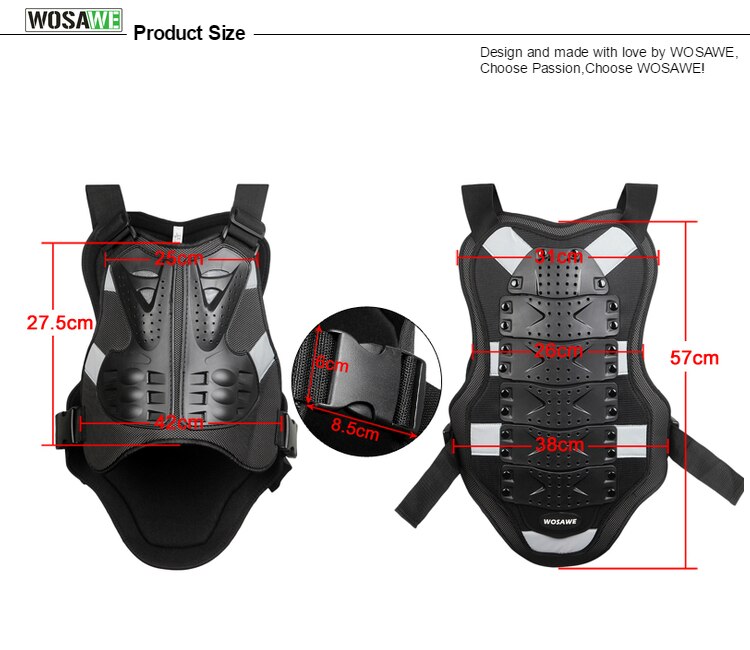 WASAWE Motorcycle Protection Armor Set Knee Pad Elbow Pad Chest Protector Back Support Motocross Motorbike Body Guard Gear