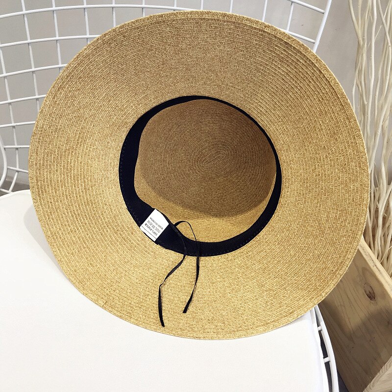 Koreaanse strohoed voor dames, all-match, strik, strandhoed, reishoed, opvouwbare zonnehoed, zomer