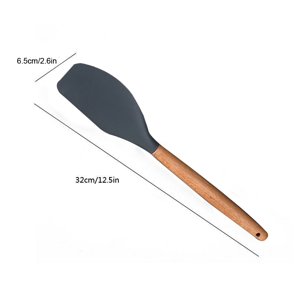Multiple Style Wooden Handle Silicone Spatula Soup Spoon Fork Colander Shovel Cooking Utensils Kitchen Tool Suit Exquisite: Scraper