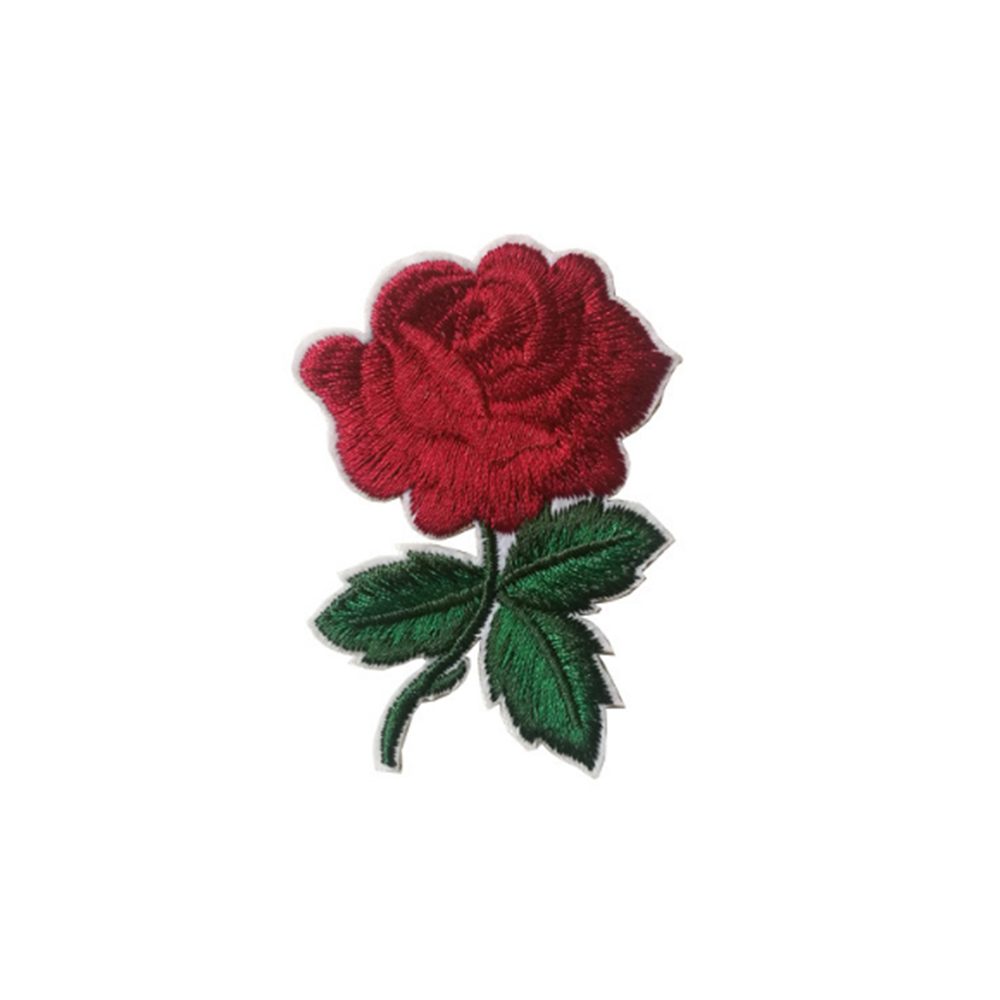 Leuke Kleurrijke Rose Applique Bloemen Patch Geborduurde Naaien op Kleding Tassen Handgemaakte DIY Craft Ornament Stof Sticker: Wine red