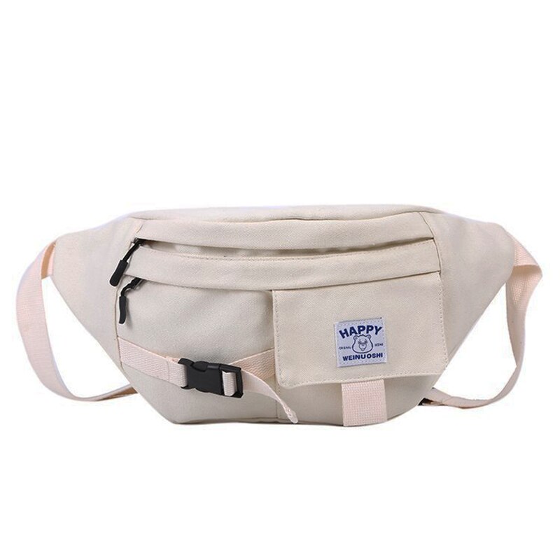 Unisex midjeväska fanny pack harajuku street style hip hop väska axelväskor stor kapacitet canvas crossbody pack midjepaket: Vit