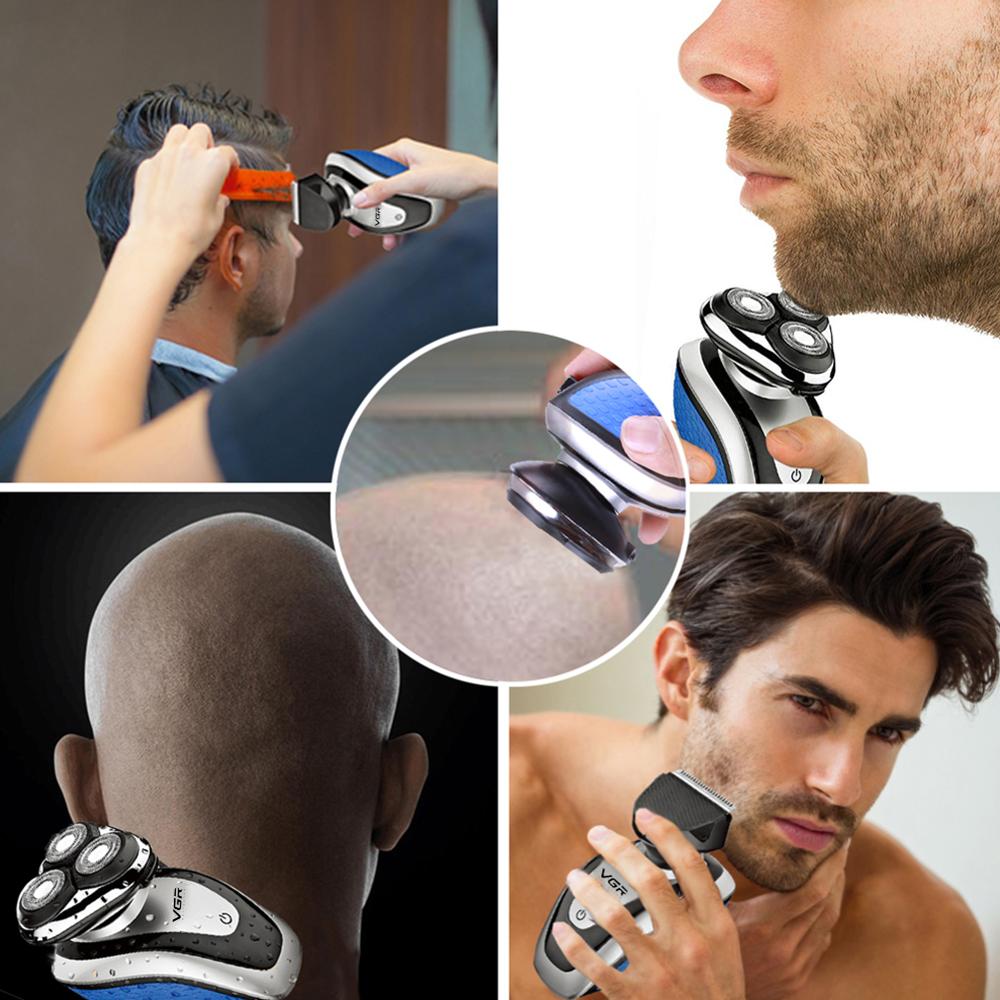 VGR Mini electric shaver Rechargeable wet dry rotary shaving machine USB charger facial groomer kit electric razor for men