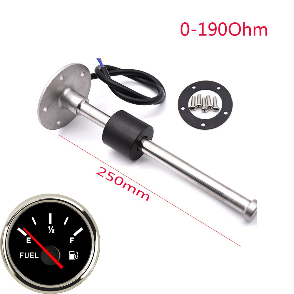52MM Fuel Level Gauge with Fuel Level Sensor 100MM 125MM 150MM 200MM 250MM 400MM 0-190ohm Oil Liquid Tank Fuel Level Indicator: 250mm sensor bs