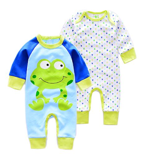 Langærmet baby bukser baby drenge jumpsuit nyfødt tegneserie dyre bukser spædbarn rompers baby piger jumpsuit 2 stk/sæt: Militærgrøn / 3m