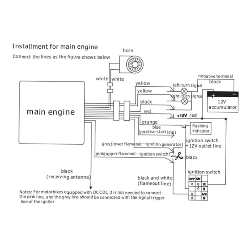 Motorcycle Two Way Alarm System All Purpose Motor Anti Theft Alarm Systems
