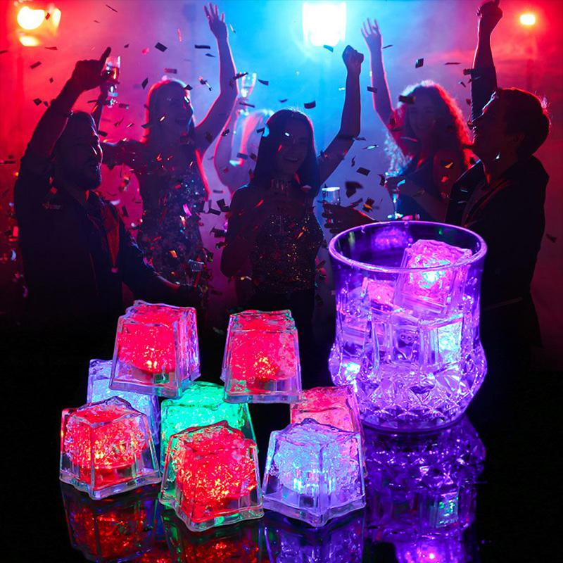 Boule lumineuse de fête 12 pièces | Glaçons en forme scintillante dans l'eau, Flash lumineux pour Festival de mariage, décoration de verre à vin