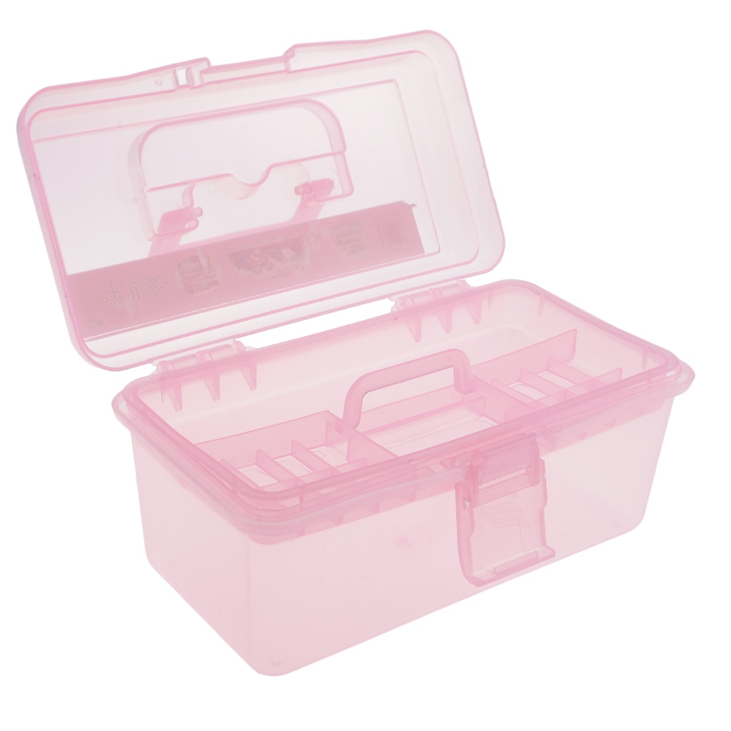 Plastic Tool Box Lockable Storage Case Art Craft Supply Organizer Container