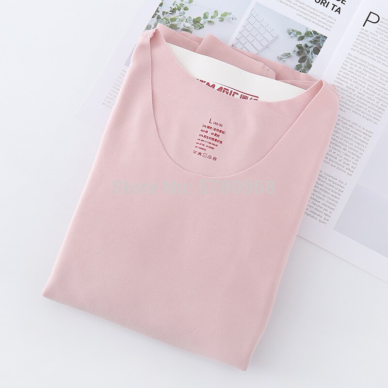 Winter 168-190cm hoch Frauen spurlos Samt Thermal- Unterwäsche Dame Wärmer passen Super groß lang Heizung Kleidung Bodenbildung Shirt: Rosa Mantel / XL
