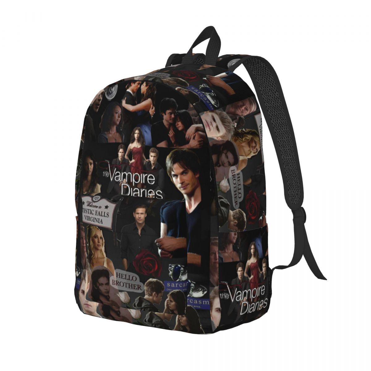 The Vampire Diaries Collage Backpack for Men Women Casual Student Business Daypack TV Series Laptop Canvas Bags Sports: 15 inches / black