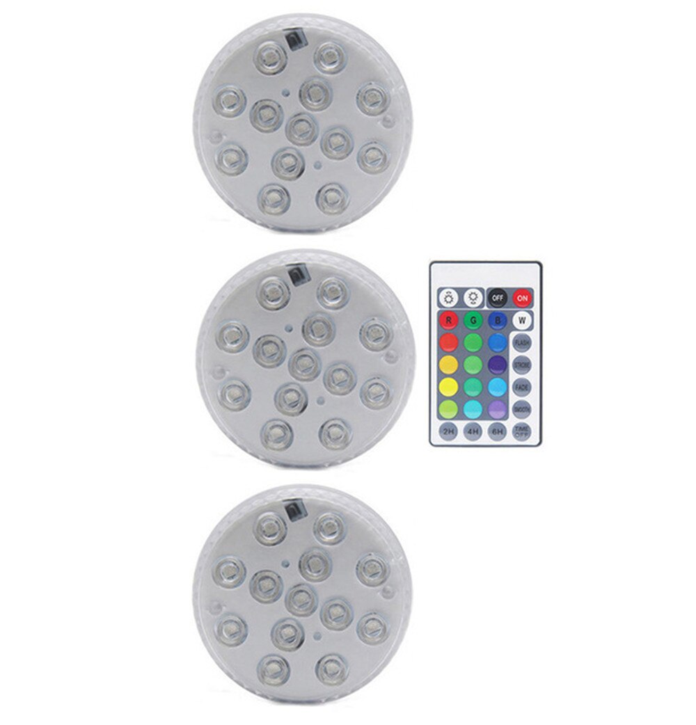 mise à niveau Aimant RVB Lumière Submersible IP68 13LEDs Sous-Marine Lampe De Nuit Extérieure Vase Bol Étang Piscine Décoration Lampe: 3 lamp 1controller