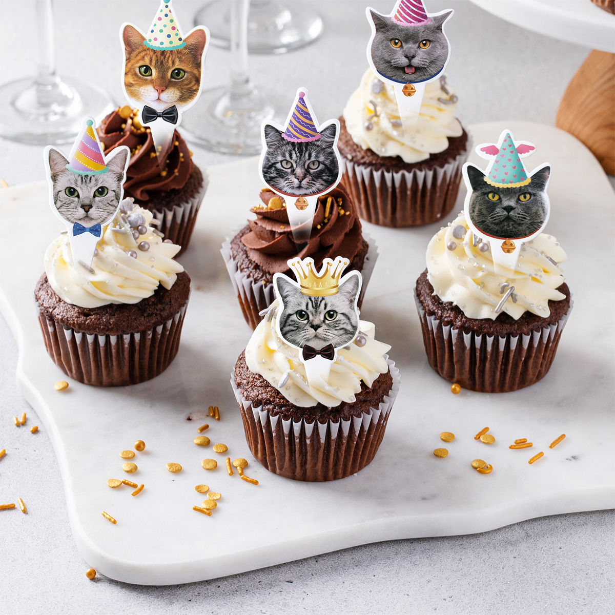 Decoración de de cumpleaños para gatos, pancarta de papel, plato, taza, adorno para pastel, juego de vajilla desechable, suministros para fiestas temáticas de gatos para niños