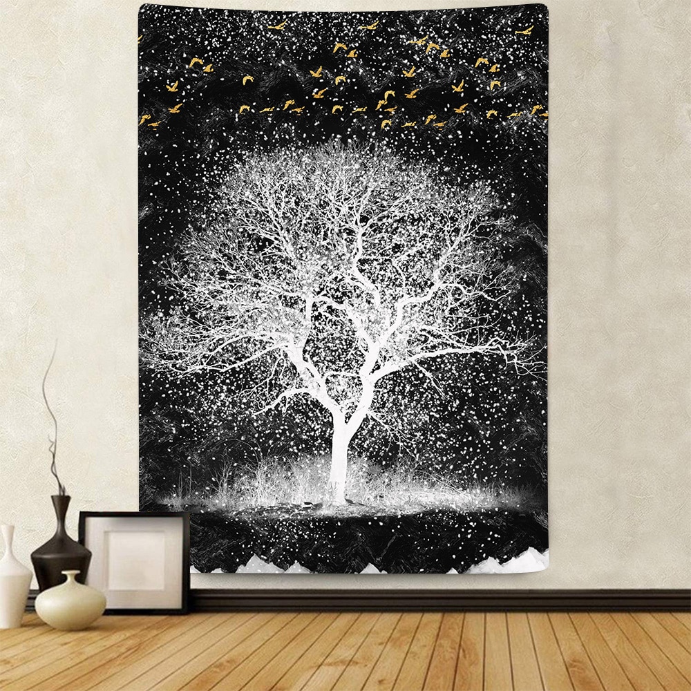Simsant Tree of Life Tapestry Black and White Tree Bohemia Art Wall Hanging Tapestries for Living Room Home Dorm Decor Banner