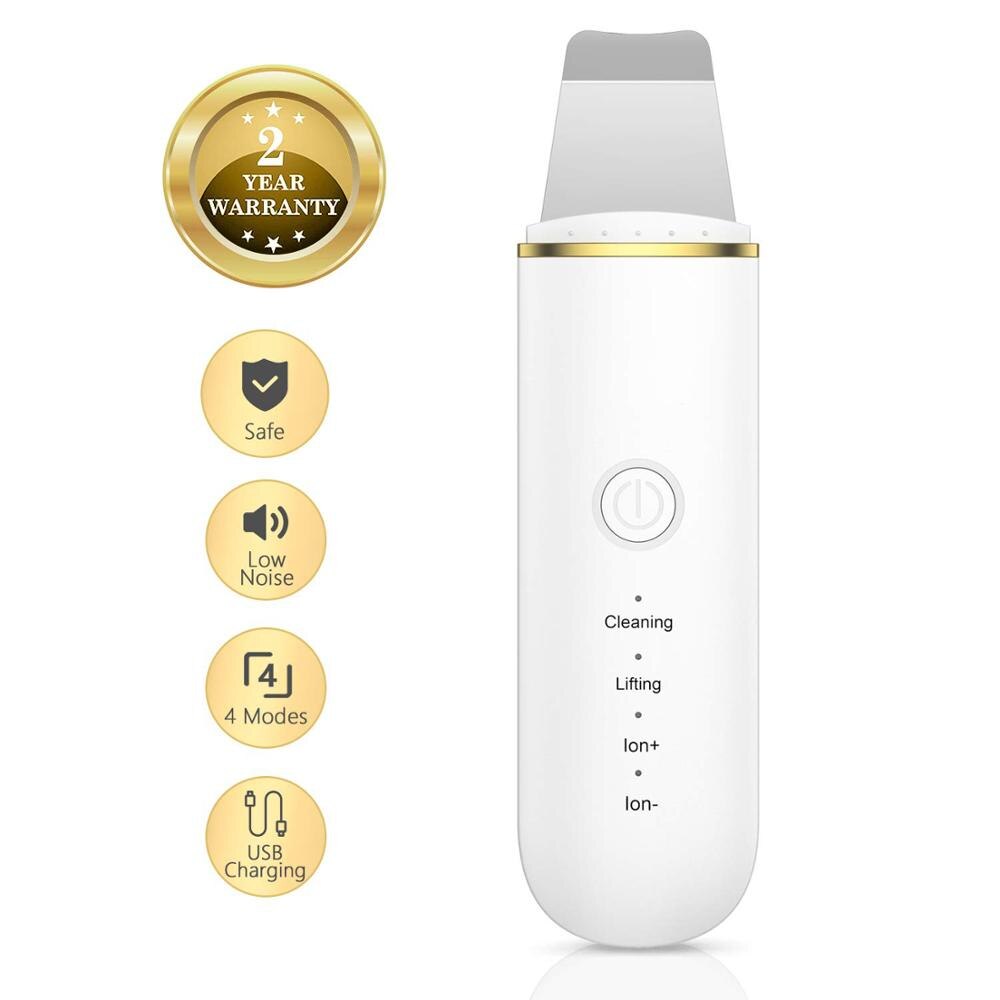 Ultrasonic Skin Scrubber Skin Ultrasonic Cleaning Peeling Extractor Facial Lifting Peeler Deep Cleaning Beauty Apparatus: Red