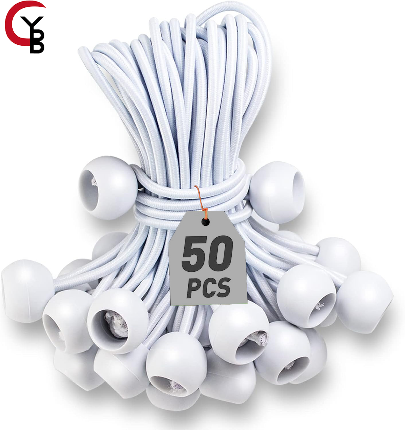 50- st bungee-bollar, svart snöre för presenning, uv-beständig, med elastiskt snöre för presenning, remmar, tält, stänger och vajrar