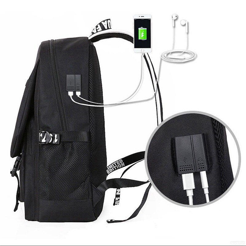 USB musique lumineux cartable unisexe pour adolescents sac à dos à sac d'école étudiant livre sac pour garçons filles