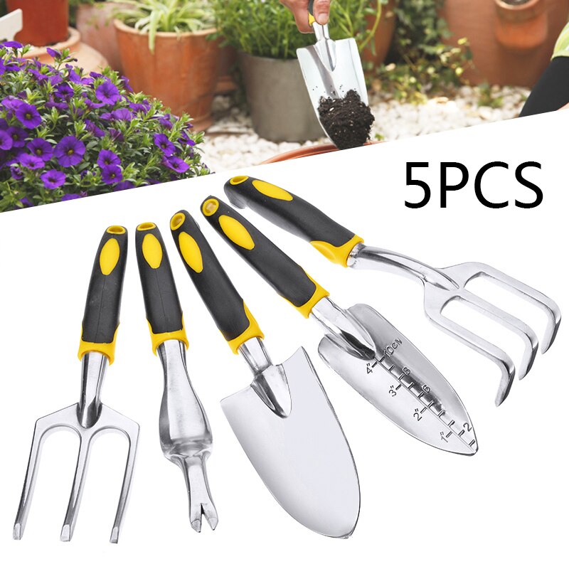 5pcs Gardening Hand Fork Trowel Garden Planting Digging Tool Set Transplanting Digging Tools Rake Weeder Set