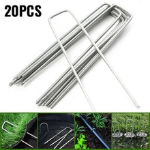 20Pcs Turf Pin Zwarte Tuin Tent Grond Nietje 'S Iron Metalen Beveiligen Pinnen