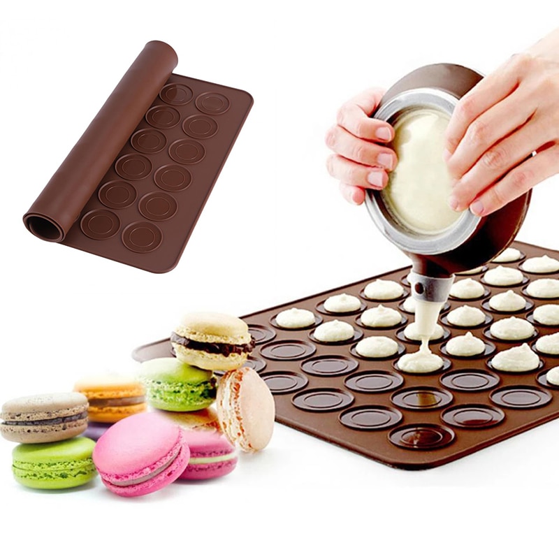48 See Macarons Silikon matt Backform Silikon Macaron Bausatz Gebäck Backen matt Und Dekorieren Rohrleitungen Topf Mit 4 stücke düsen