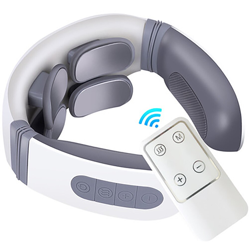 Neck Massager Shoulder Cervical Stimulator Multifunction Electric Compress Pulse Neck Protector Rechargeable Massage: remote control
