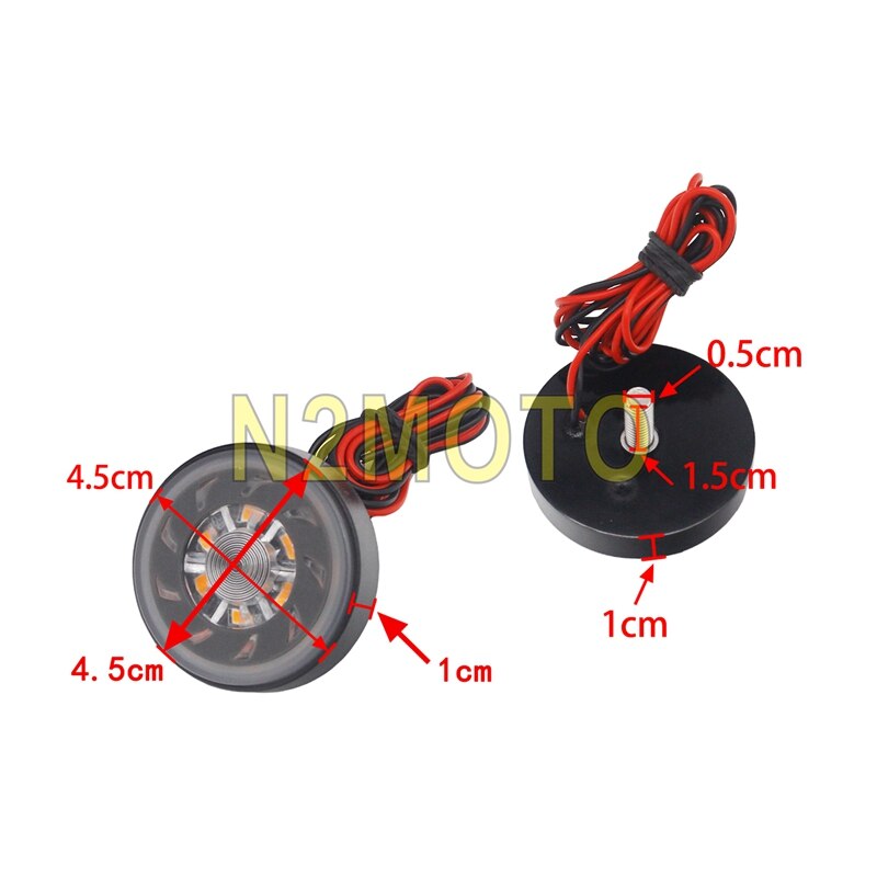 2 wires LED Round Motorcycle Stop Brake Light Universal 12V Mini Motorbike Dual Use Reflector Turn Signals Yellow Red Lights