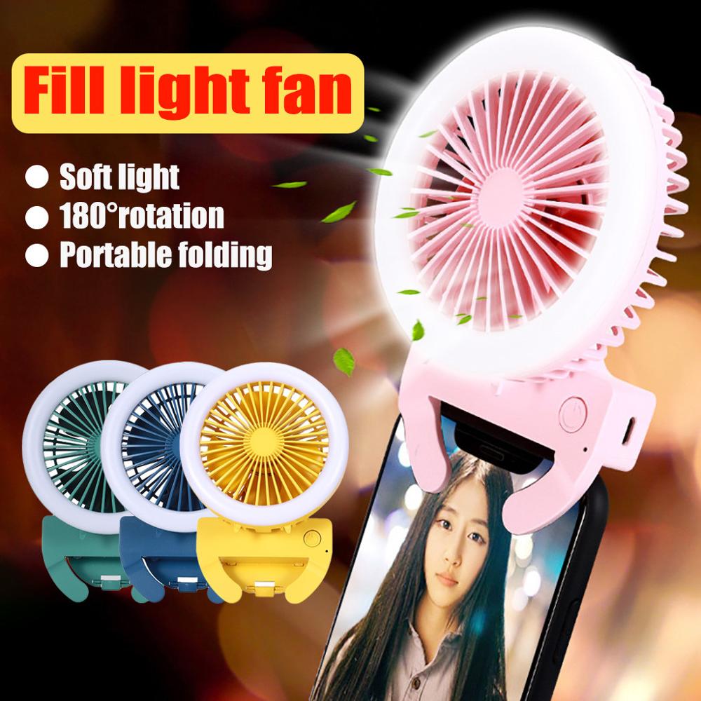 Draagbare Mobiele Telefoon Licht Clip Fan Draagbare Oplaadbare Usb Desktop Fan