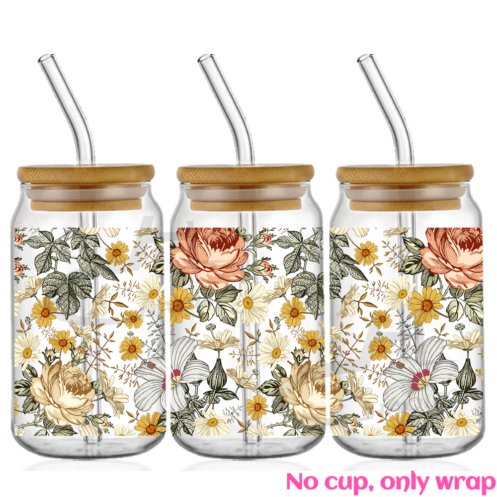 Hermosa mariposa flor UV DTF tazas envoltura pegatina DIY etiqueta transferencia pegatina impresión impermeable: ROSE