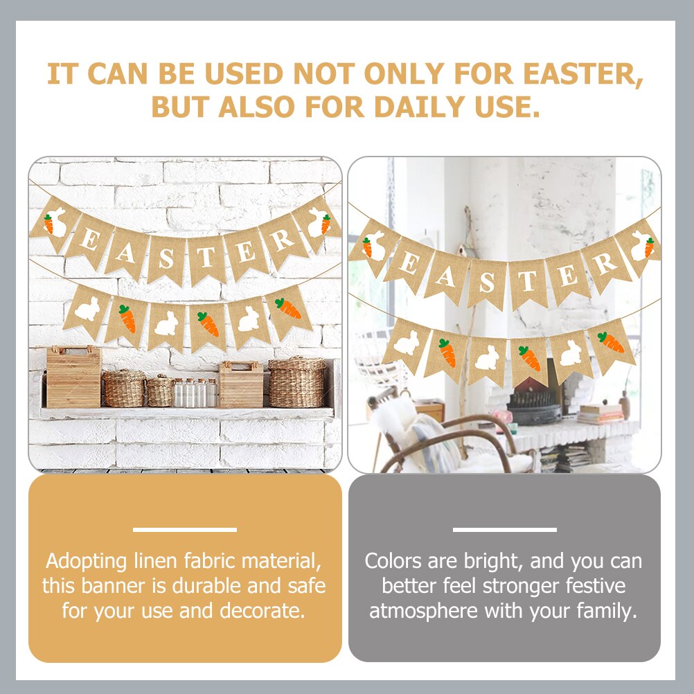 2pcs Easter Party Banner Easter Theme Festival Banner Easter Flag Banners Pendant