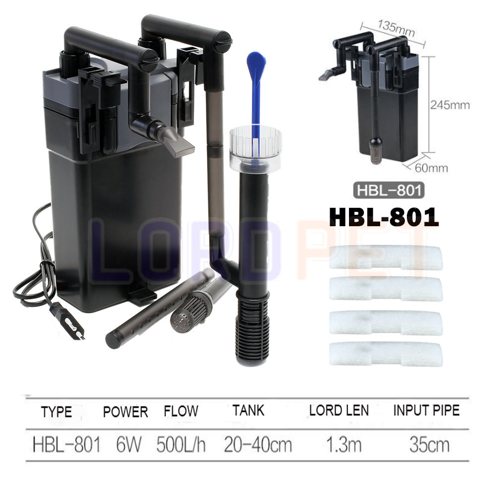 SunSun – filtre à cascade avec écumoire 500l/h, réservoir de 20 à 40cm, filtre de poisson à plusieurs étages 6W, débit réglable HBL801