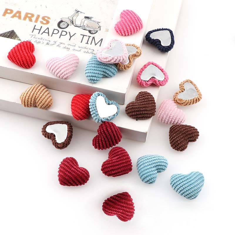20 Uds. Botones de franela de corazones de colores, adornos para manualidades DIY, suministros para pendientes, Material para hacer joyas, accesorios, nociones de costura