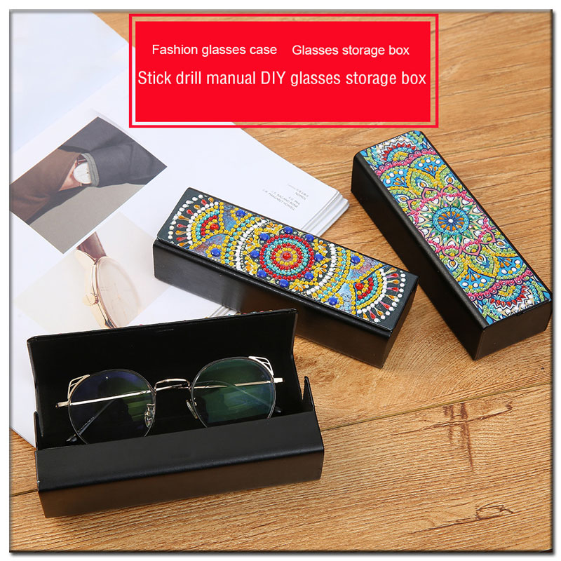Boîte de lunettes de peinture diamant 5D bricolage | Mosaïque spéciale en forme de diamant, point de croix, broderie diamant, strass, décor artistique