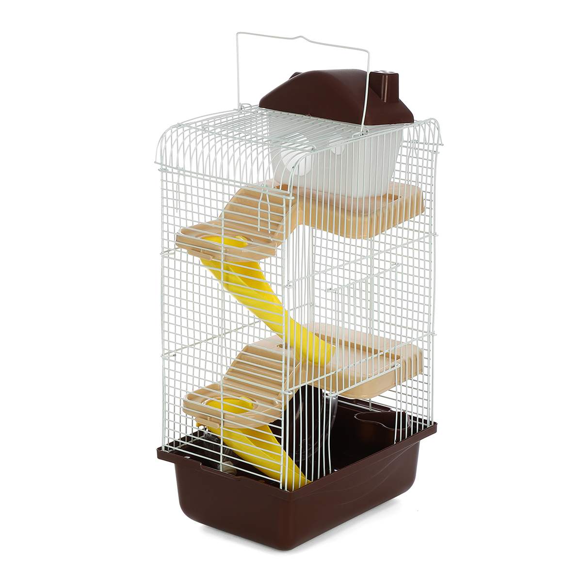 Huisdier Kooi Hamster Huisje Drie-Layer Huis Met Transparant Dakraam Voor Hamster Gouden Hamster Hamster Huisje Bruin: Default Title