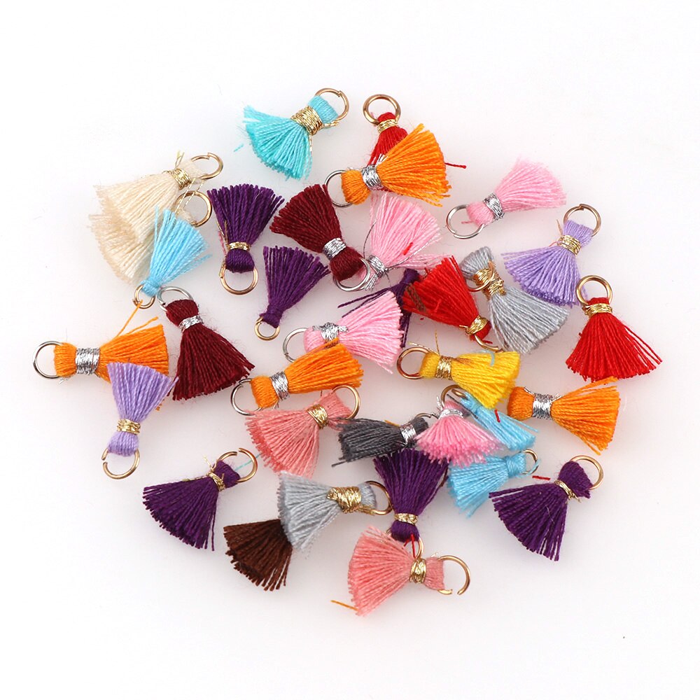 30Pcs 14Mm 27Mm 32Mm 44Mm Kwasten Katoen Charms Imitatie Zijde Satijn Kwasten Hanger Voor Maken armband Oorbel Sieraden: DK832-19